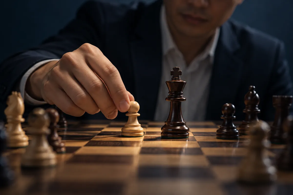 Quân tốt nhỏ chiếu quân vua trên bàn cờ